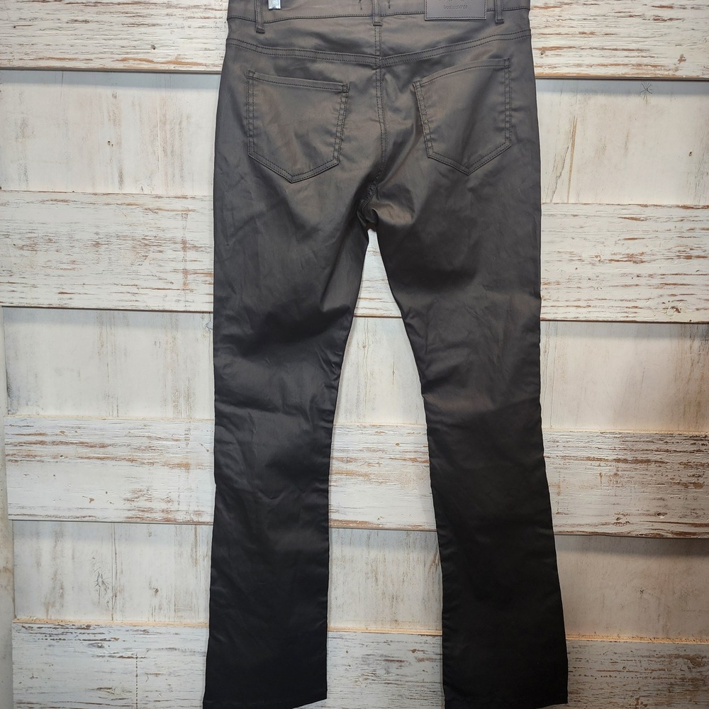 BoohooMAN Skinny Flare Coated Jeans Black BMM34622 34R Mens Leather Look Pants